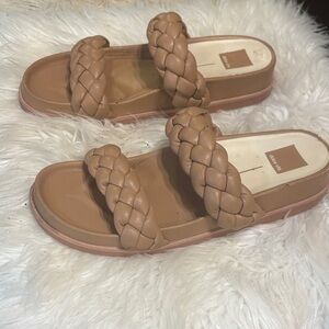 Dolce Vita Braided Double-Strap Slide Sandals in Light Brown